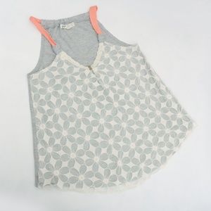 Jolt Women's V-neck Tank & Floral Lace Overlay Lace Crochet Trim Neckline Small